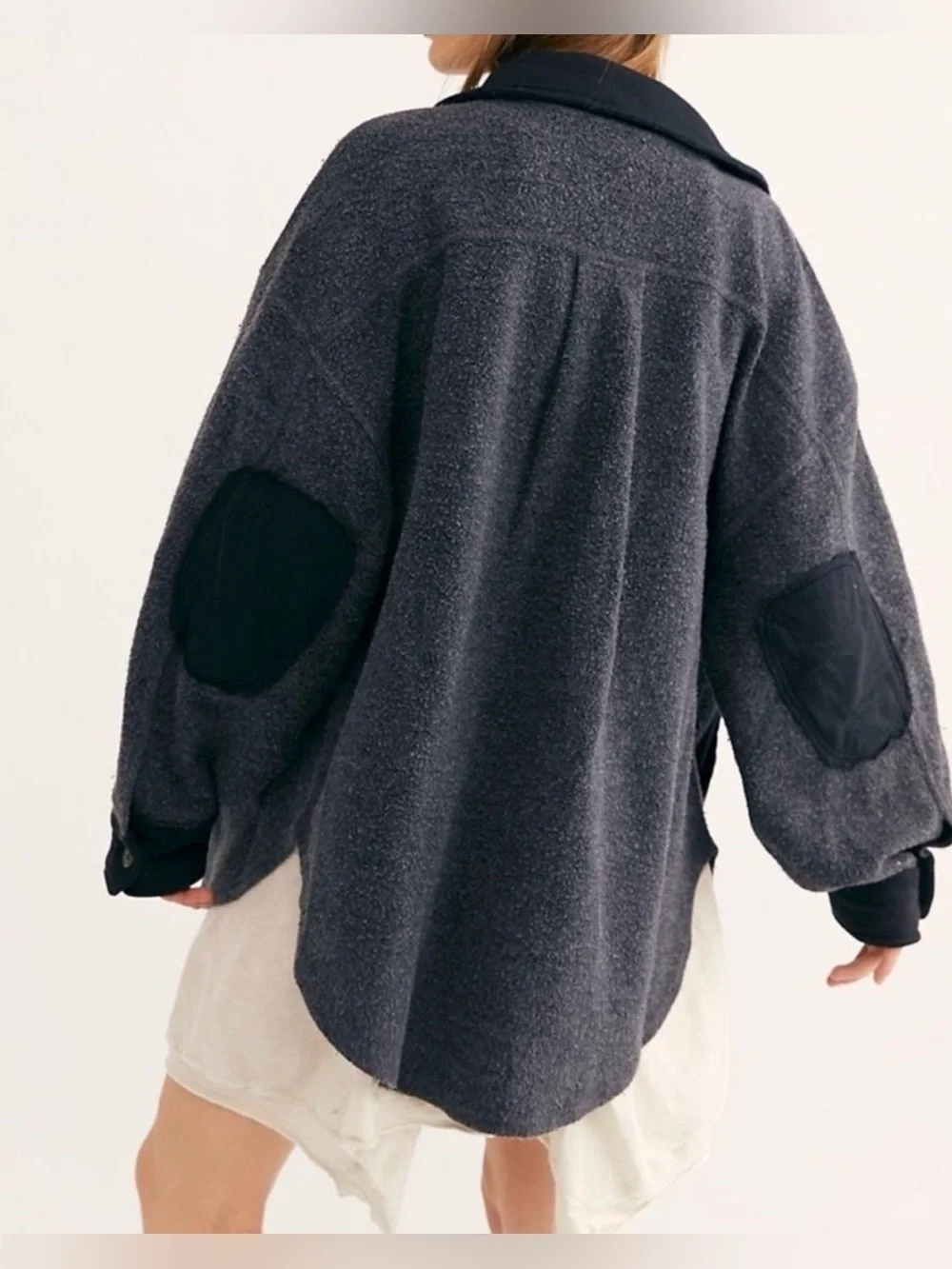 NEW Free People M Ruby Shirt Jacket in Incense Grayish Black NWOT Button Down - Picture 2 of 7